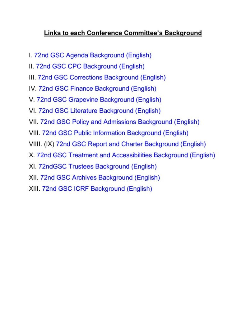 72nd General Service Conference Background