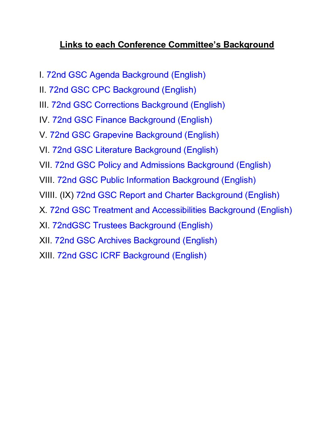 72nd General Service Conference Background