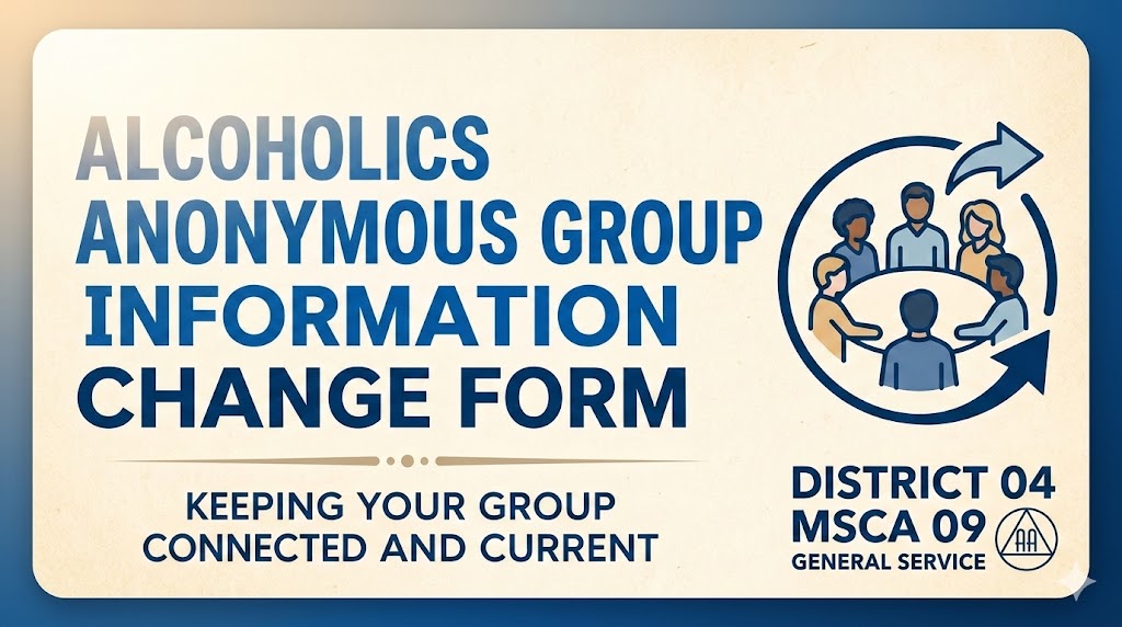 ALCOHOLICS ANONYMOUS GROUP INFORMATION CHANGE FORM (for new GSR)