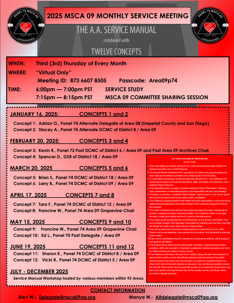 July 17, 2025 MSCA 09 MONTHLY SERVICE MEETING